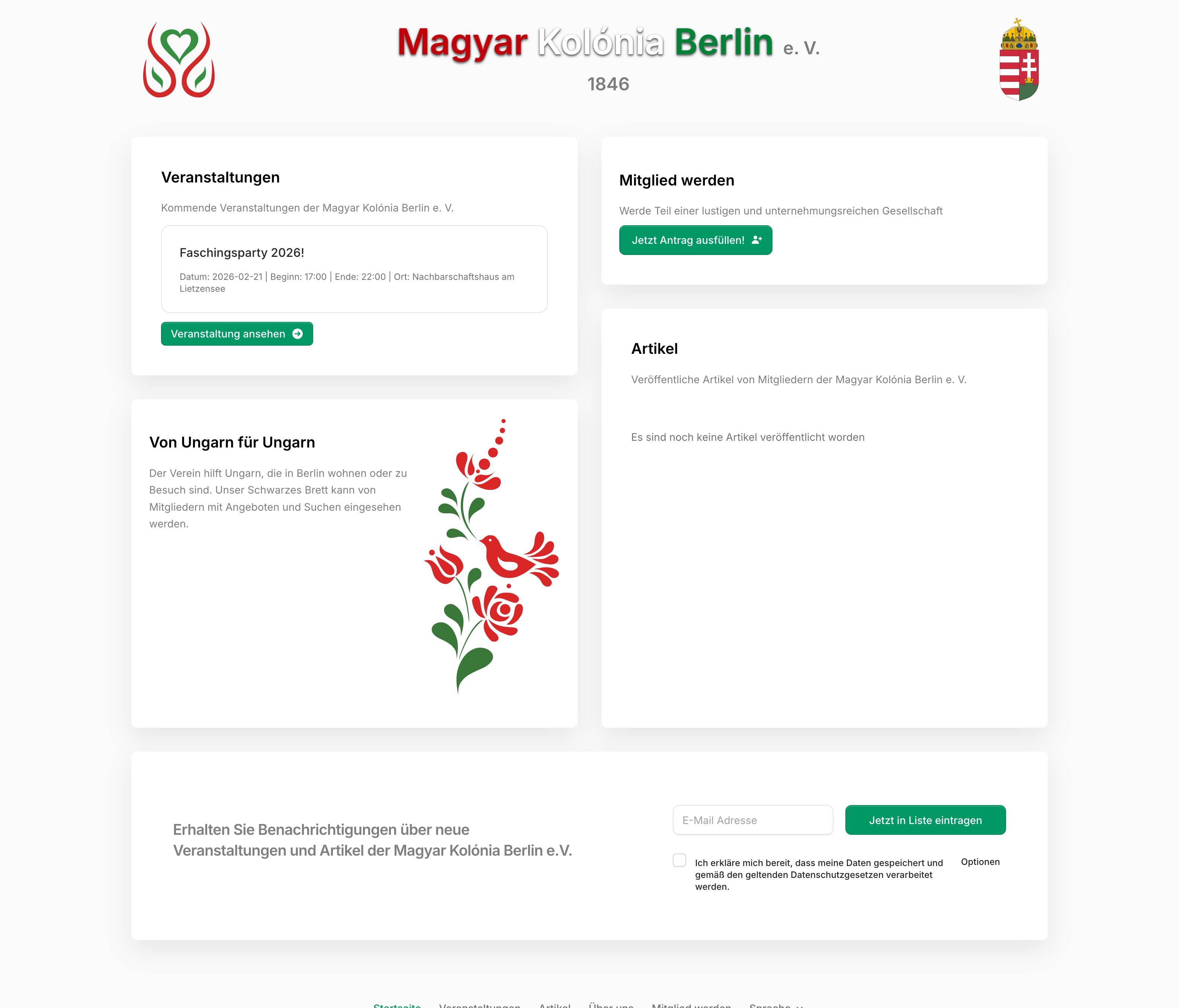 Vereinsseite der Magyar Kolónia Berlin e.V.