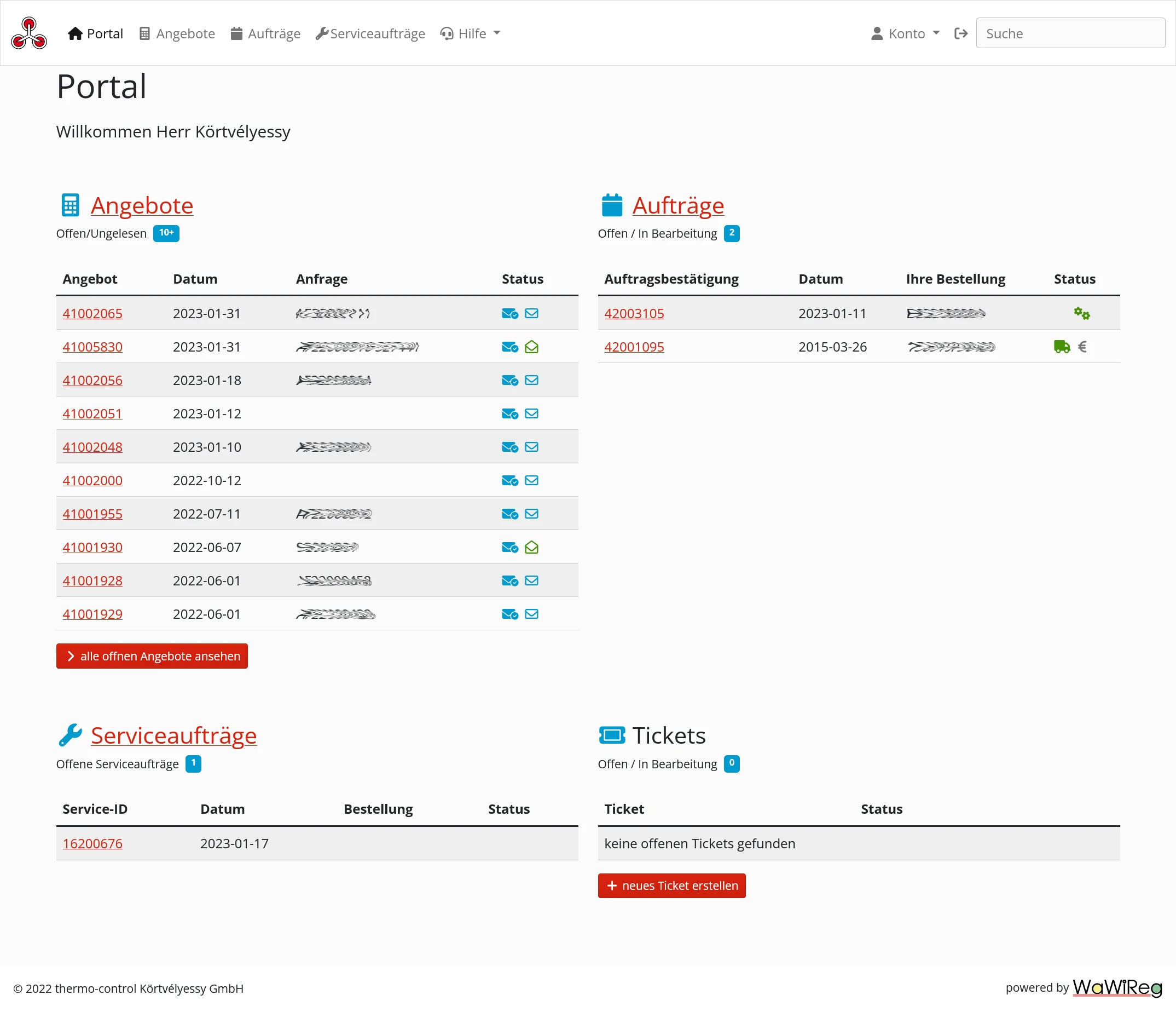 thermo-control Kundenportal - Umfassendes Portal mit PHP, MySQL und Bootstrap