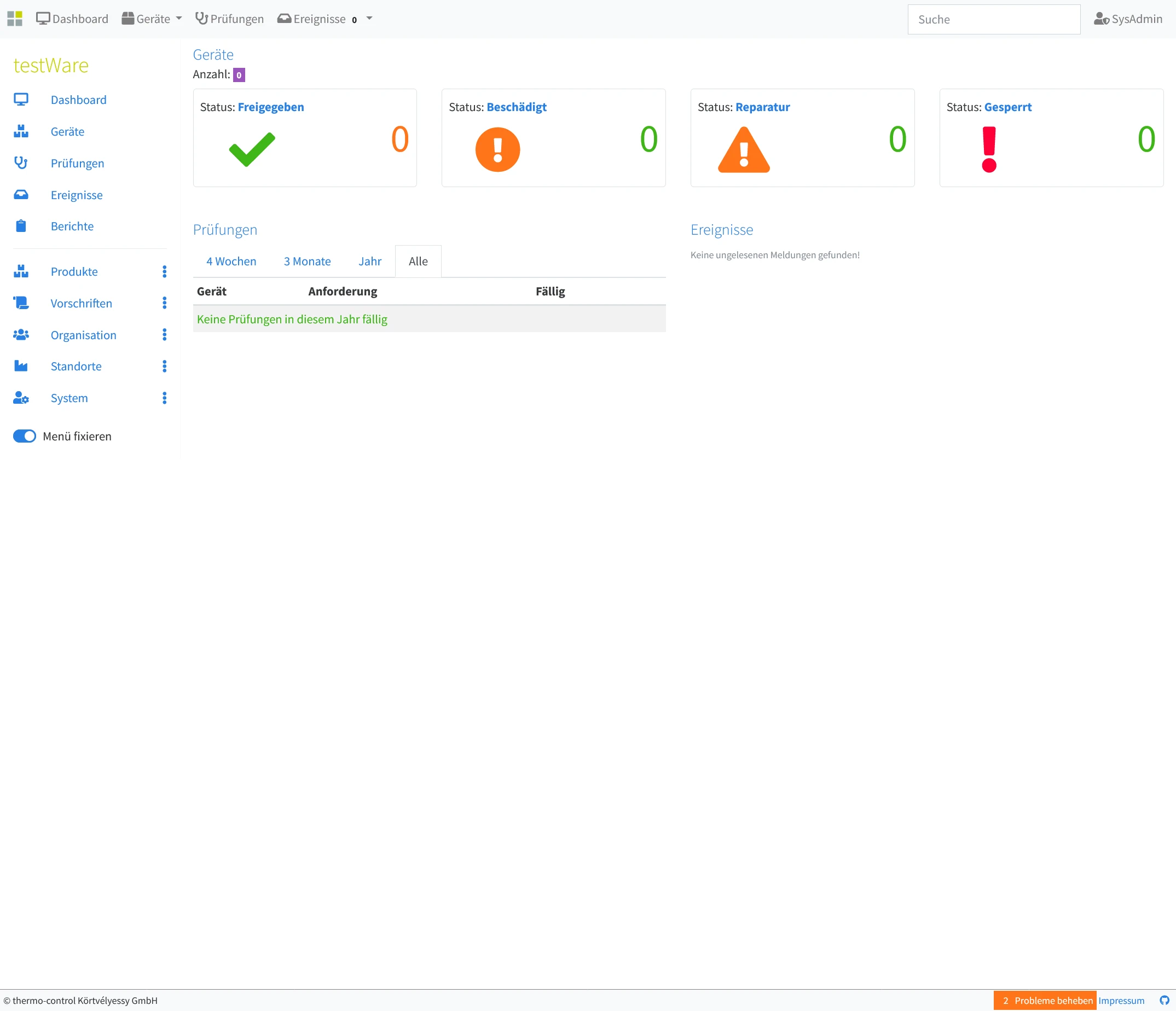testWare Dashboard - Open Source Equipment Management System mit Laravel und Bootstrap
